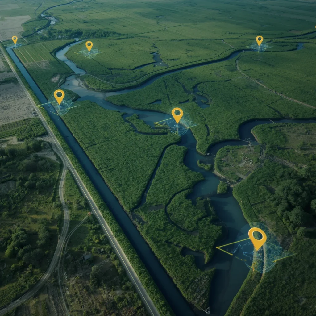 Hálózati kapcsolatok mentén végrehajtott intelligens bejárásokat és térinformatikai elemzéseket bemutató topológiai navigációs rendszer.
